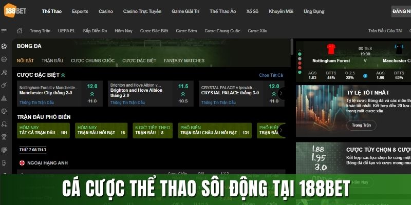 Tham gia cá cược Thể thao với rất nhiều kèo thơm